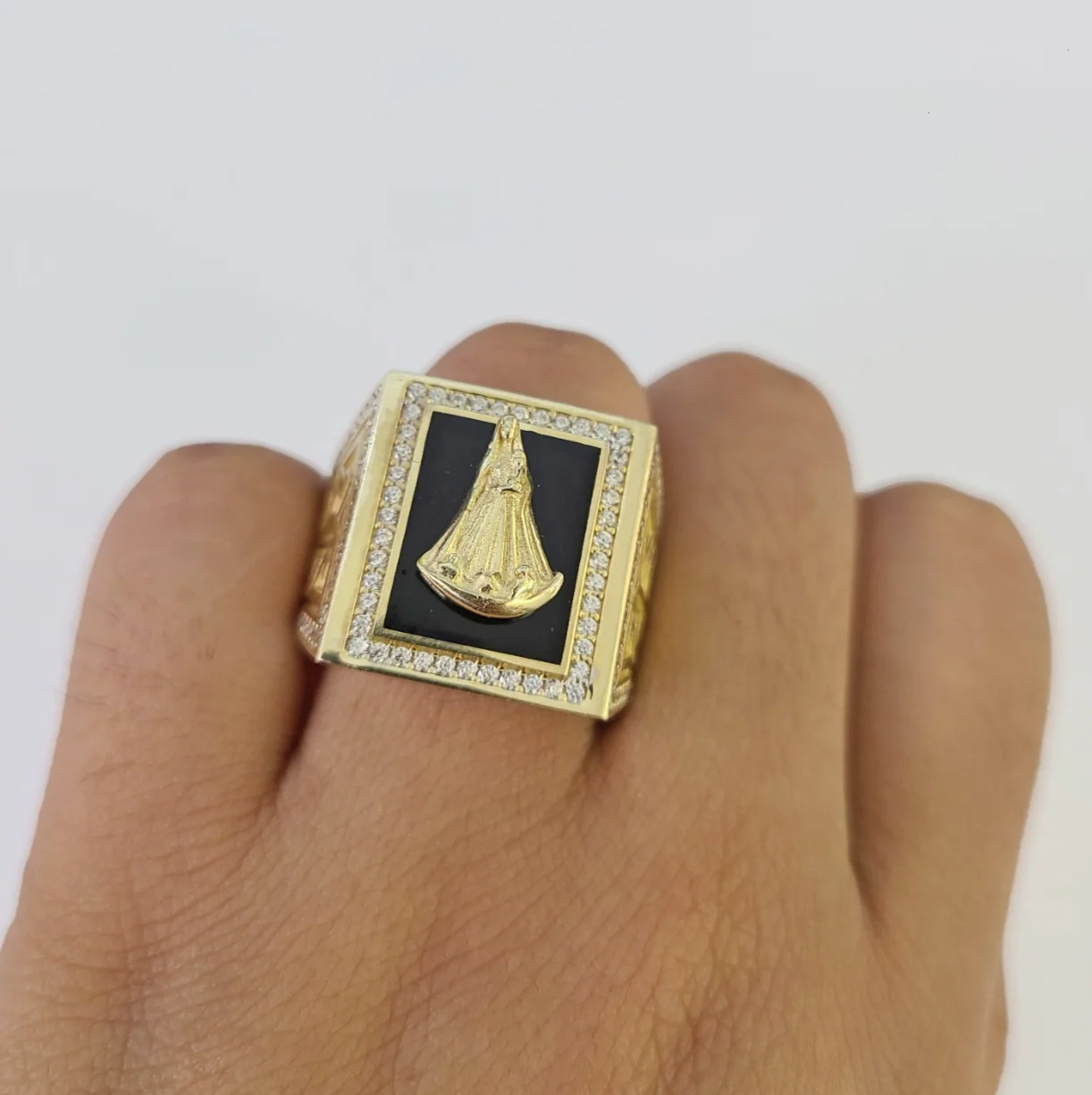 10k Virgin Mary Ring Casual Band Yellow Gold Genuine Brand New Religious All Sizes - Image 5