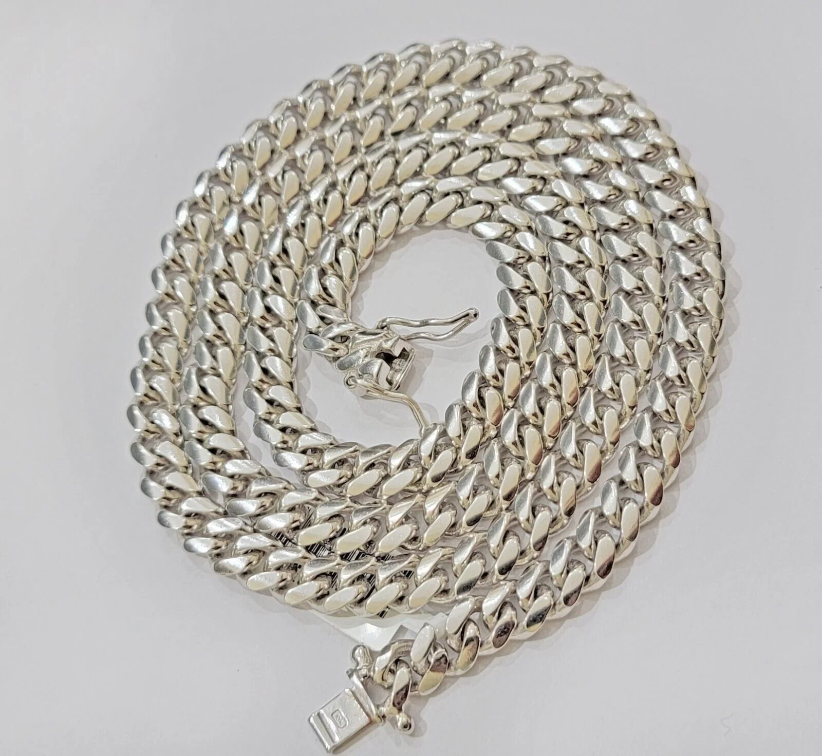 10k White Gold Chain Miami Cuban Link Necklace 26 Inch 7mm, Real Mens 10KT Solid - Image 3