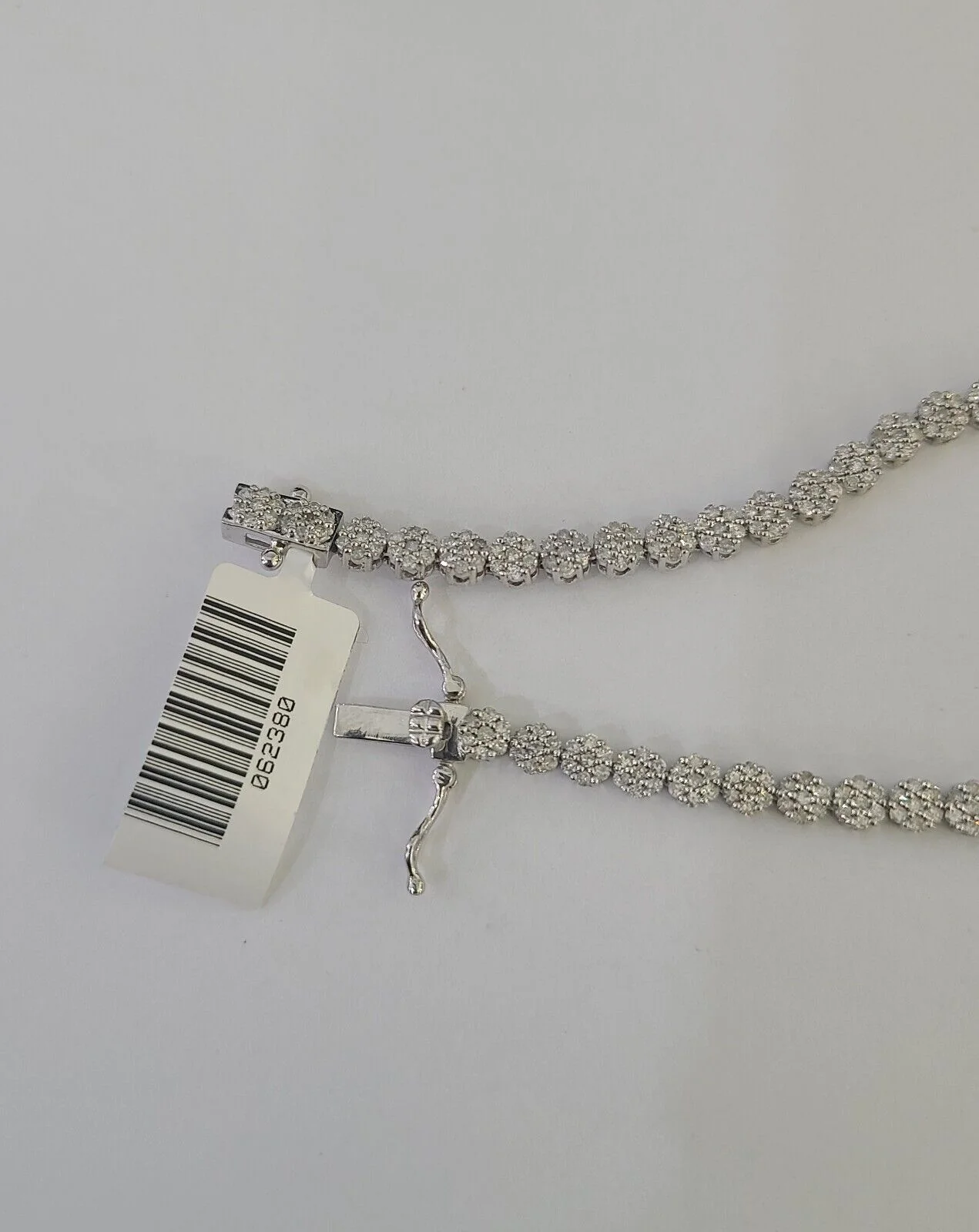 10K White Gold Diamond Bracelet Flower Women Ladies 7" REAL Genuine Gold - Image 3