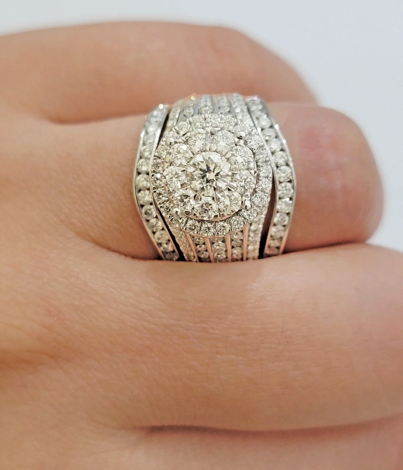 10k White Gold Diamond Ring & Band Ladies 3CTW Wedding Engagement Solid REAL - Image 10