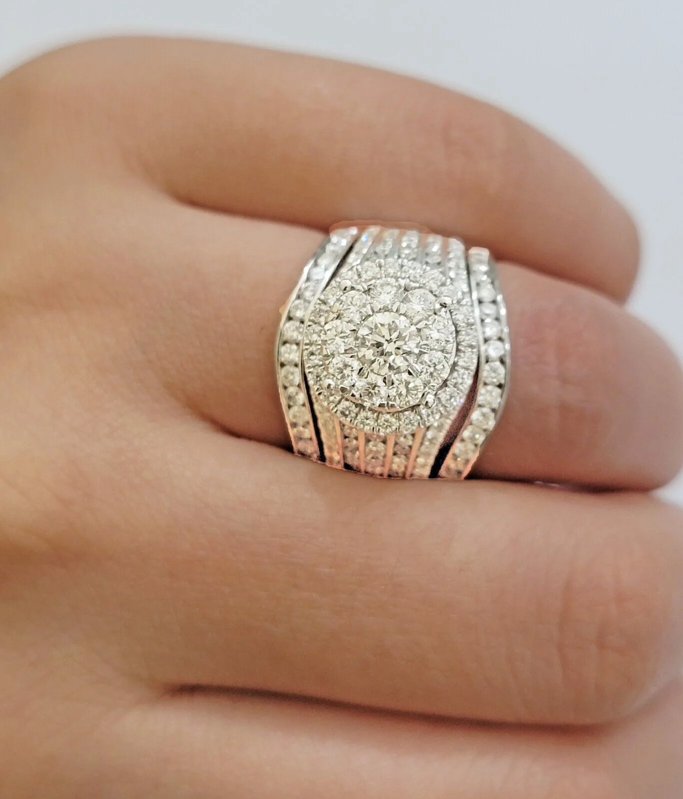10k White Gold Diamond Ring & Band Ladies 3CTW Wedding Engagement Solid REAL - Image 3