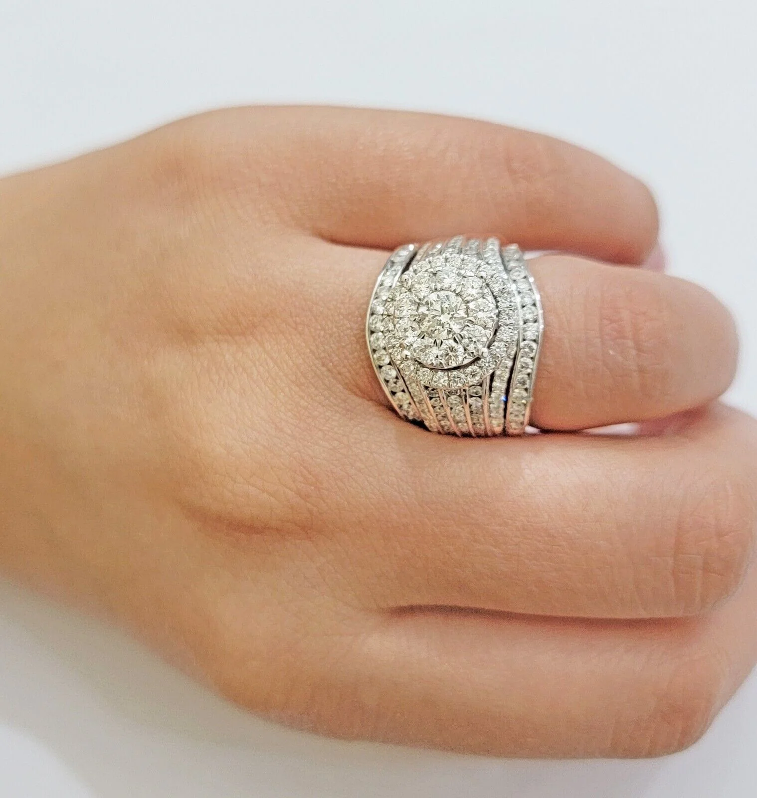 10k White Gold Diamond Ring & Band Ladies 3CTW Wedding Engagement Solid REAL - Image 5