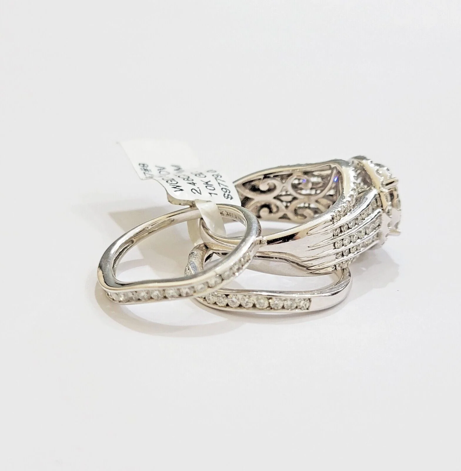 10k White Gold Diamond Ring & Band Ladies 3CTW Wedding Engagement Solid REAL - Image 9
