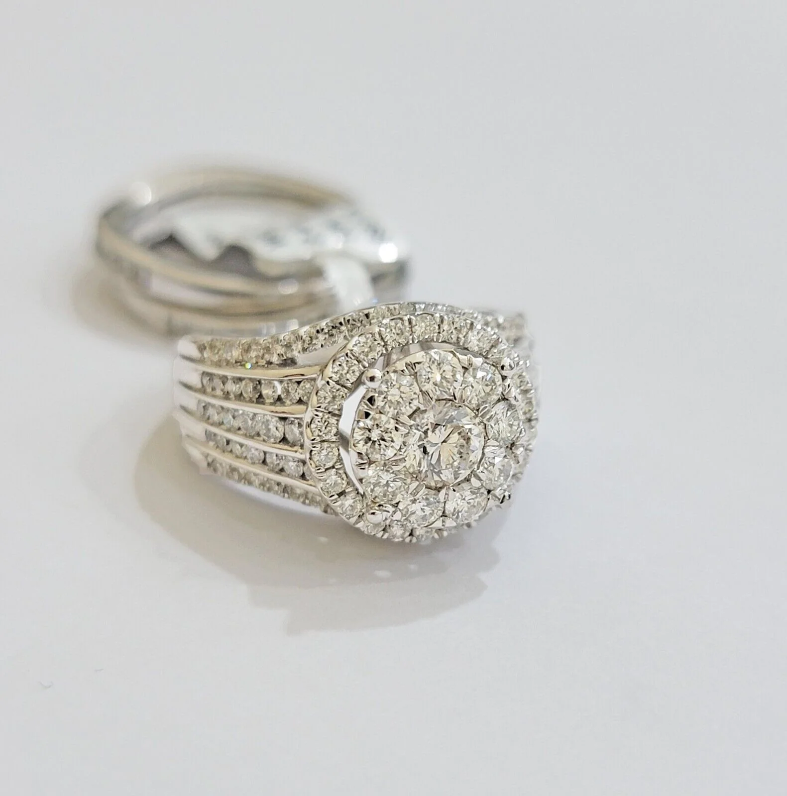10k White Gold Diamond Ring Band Set Ladies 3CTW Wedding Engagement Solid REAL - Image 3
