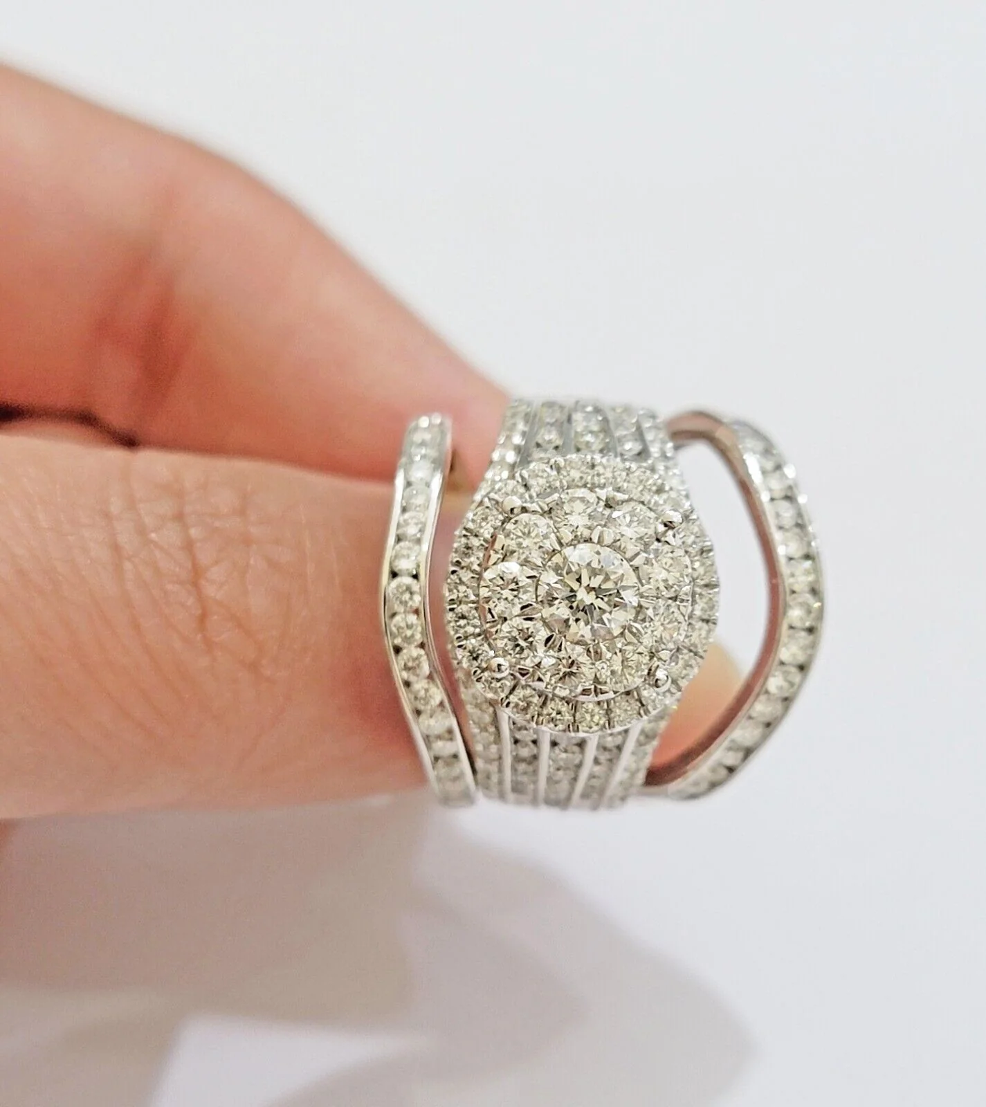 10k White Gold Diamond Ring Band Set Ladies 3CTW Wedding Engagement Solid REAL - Image 4