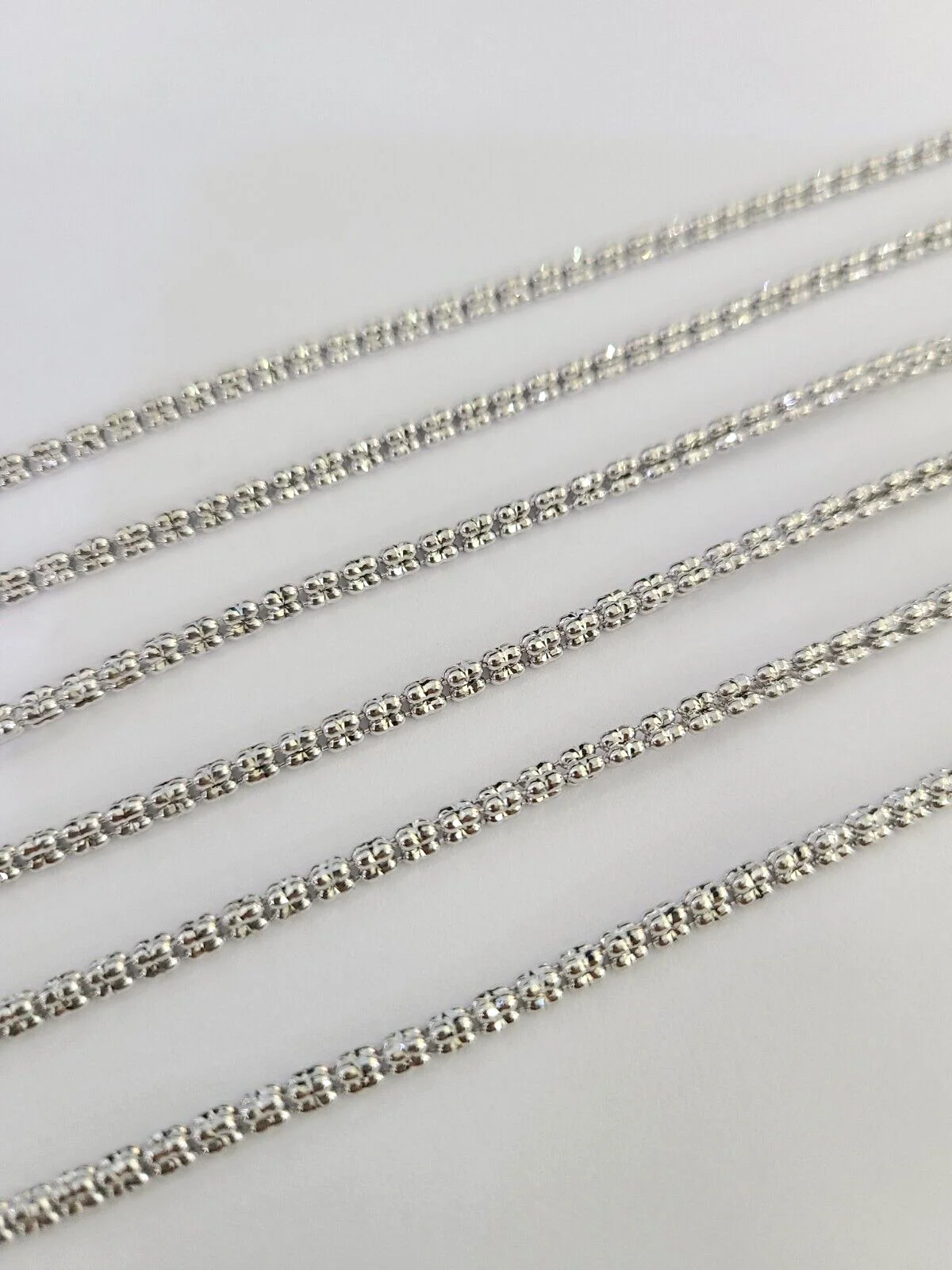 10k White Gold Iced Chain 2.5mm Diamond Cut Necklace 18" 20" 22" 10Kt - Image 2