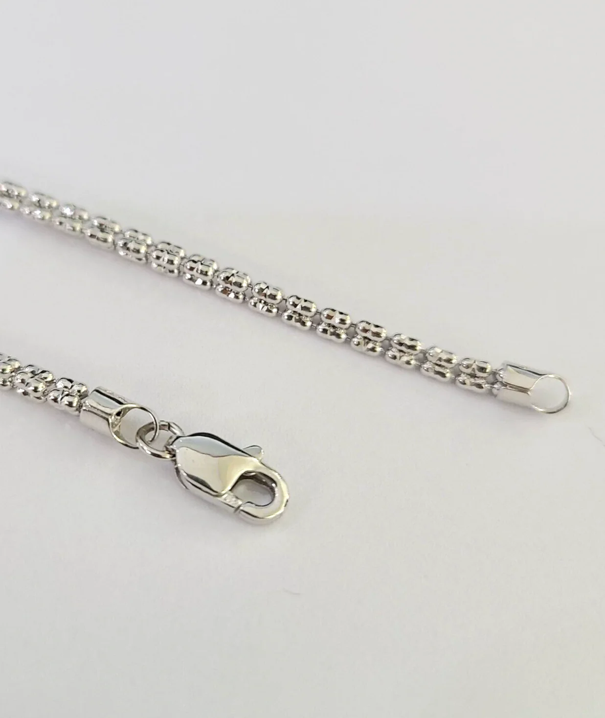 10k White Gold Iced Chain 2.5mm Diamond Cut Necklace 18" 20" 22" 10Kt - Image 4