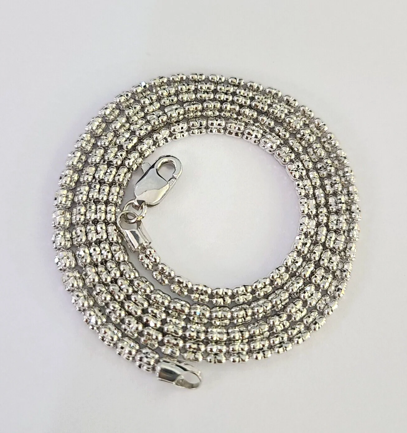 10k White Gold Iced Chain 2.5mm Diamond Cut Necklace 18" 20" 22" 10Kt - Image 7