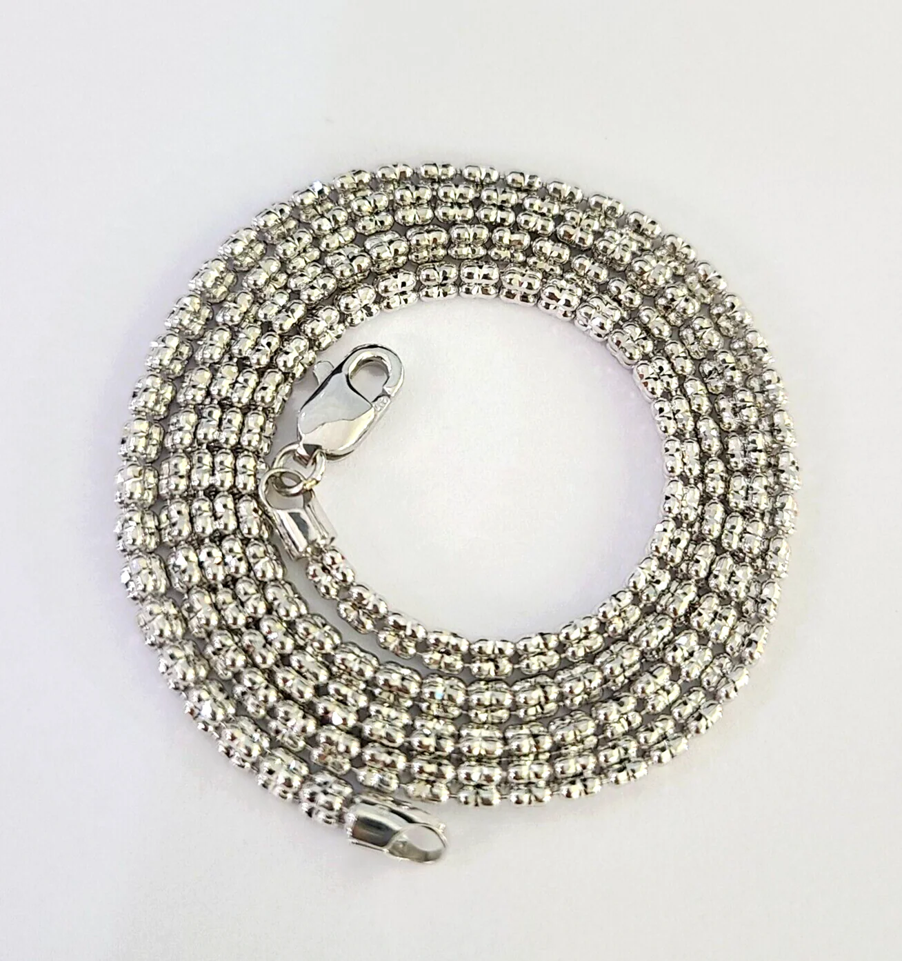 10k White Gold Iced Chain 3.5mm Diamond Cut Necklace 20" 22" 24" 10Kt - Image 3