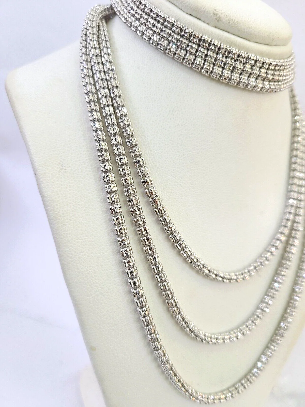 10k White Gold Iced Chain 4mm Diamond Cut Necklace 20" 22" 24" 10Kt - Image 2