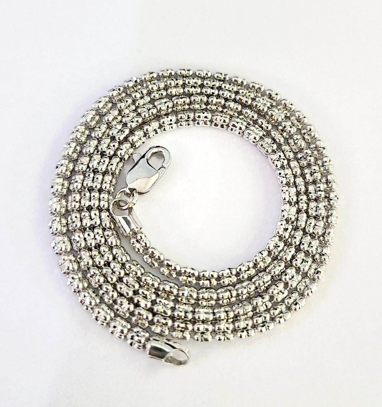 10k White Gold Iced Chain 4mm Diamond Cut Necklace 20" 22" 24" 10Kt - Image 3
