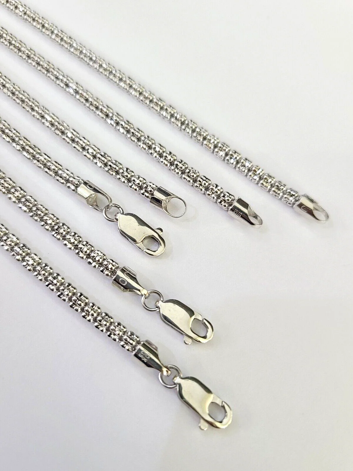 10k White Gold Iced Chain 4mm Diamond Cut Necklace 20" 22" 24" 10Kt - Image 4