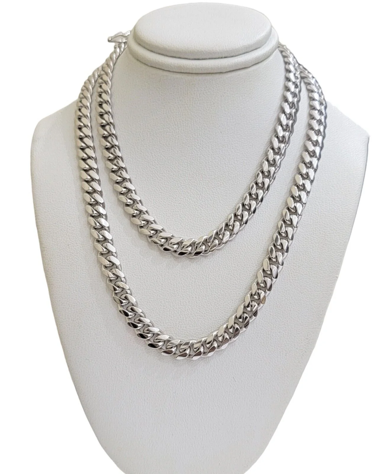 10k White Gold Miami Cuban Link Chain 7mm Solid Necklace 7mm  26" Inch SOLID 10k - Image 2
