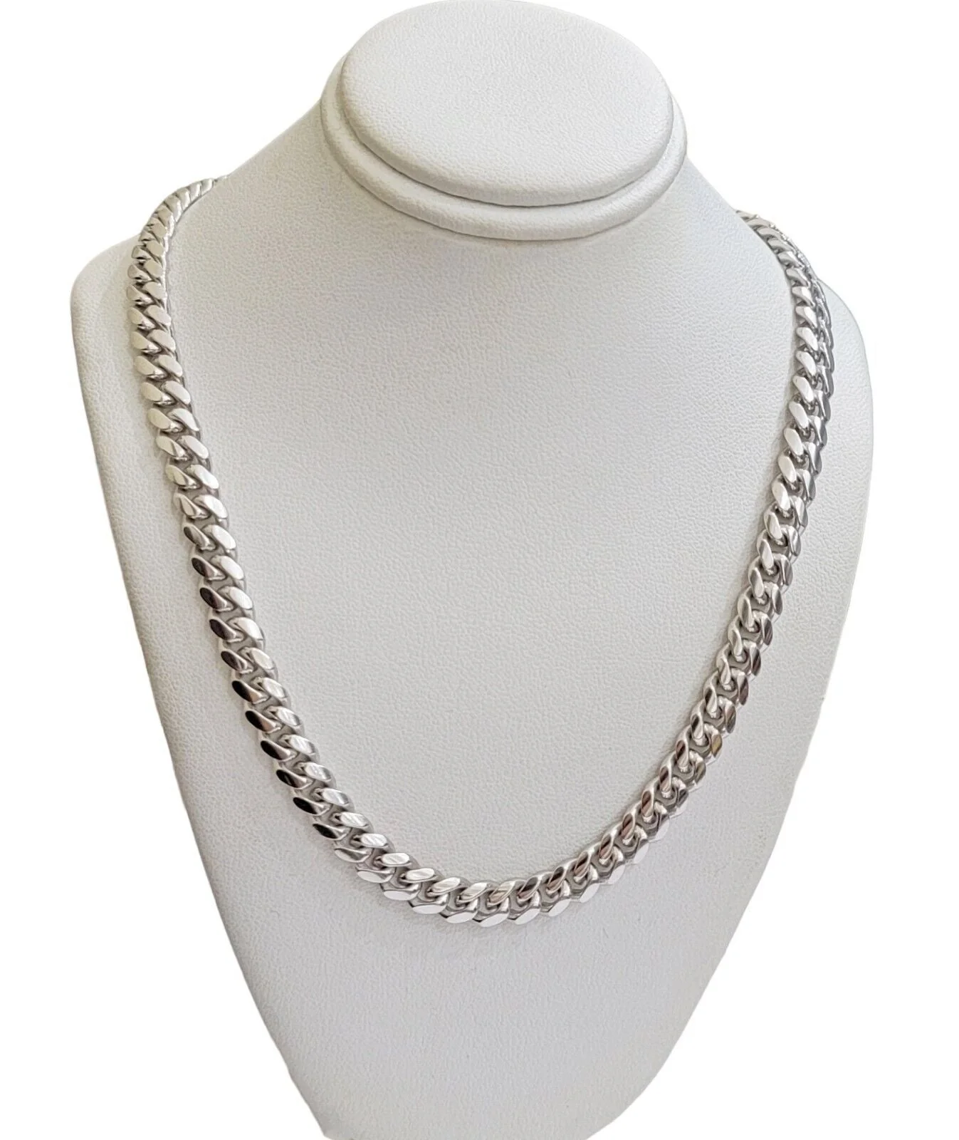 10k White Gold Miami Cuban Link Chain 7mm Solid Necklace 7mm  26" Inch SOLID 10k - Image 3