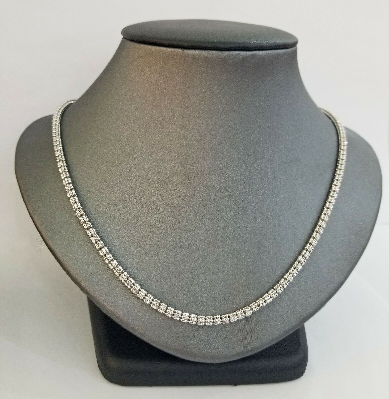 10k white Gold Tennis Chain 24" 4mm Diamond Cut necklace Lobster Clasp Women - Image 2