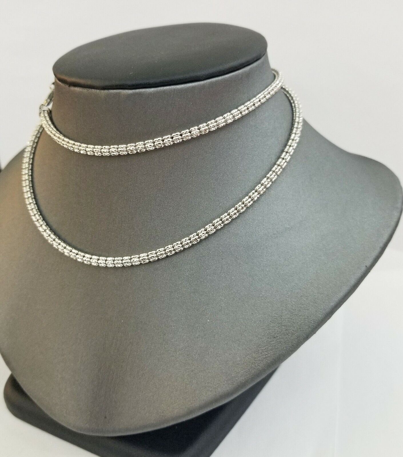 10k white Gold Tennis Chain 24" 4mm Diamond Cut necklace Lobster Clasp Women - Image 5