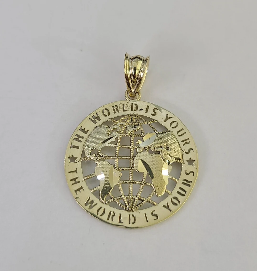 10k World is Yours Charm Pendant REAL 10Kt Yellow Gold Genuine - Image 3