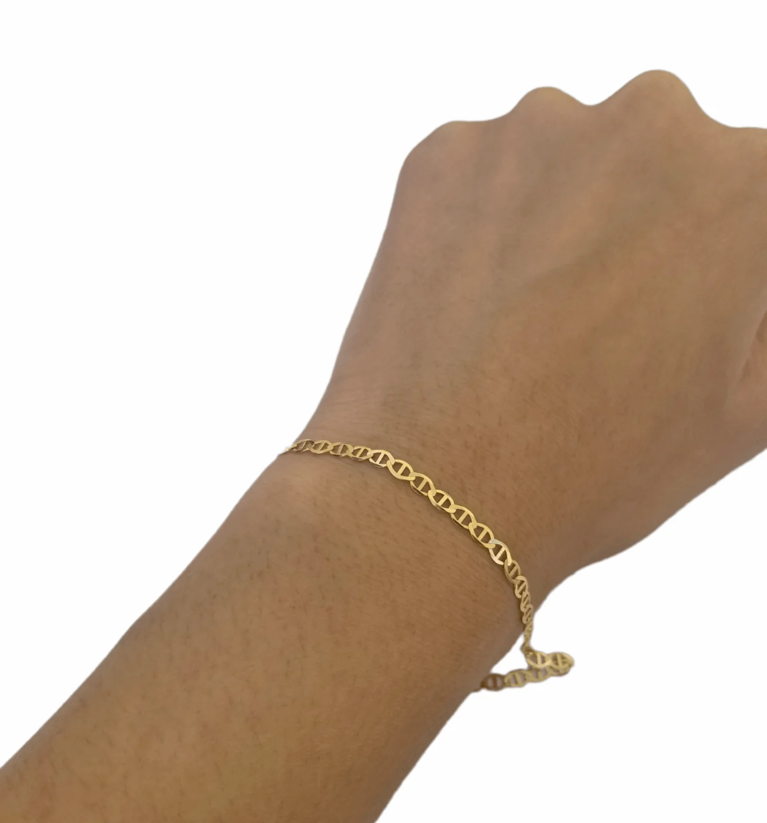 10K Yellow Gold 3mm Mariner Anchor Link Bracelet 8" Inch Lobster Lock - Image 3