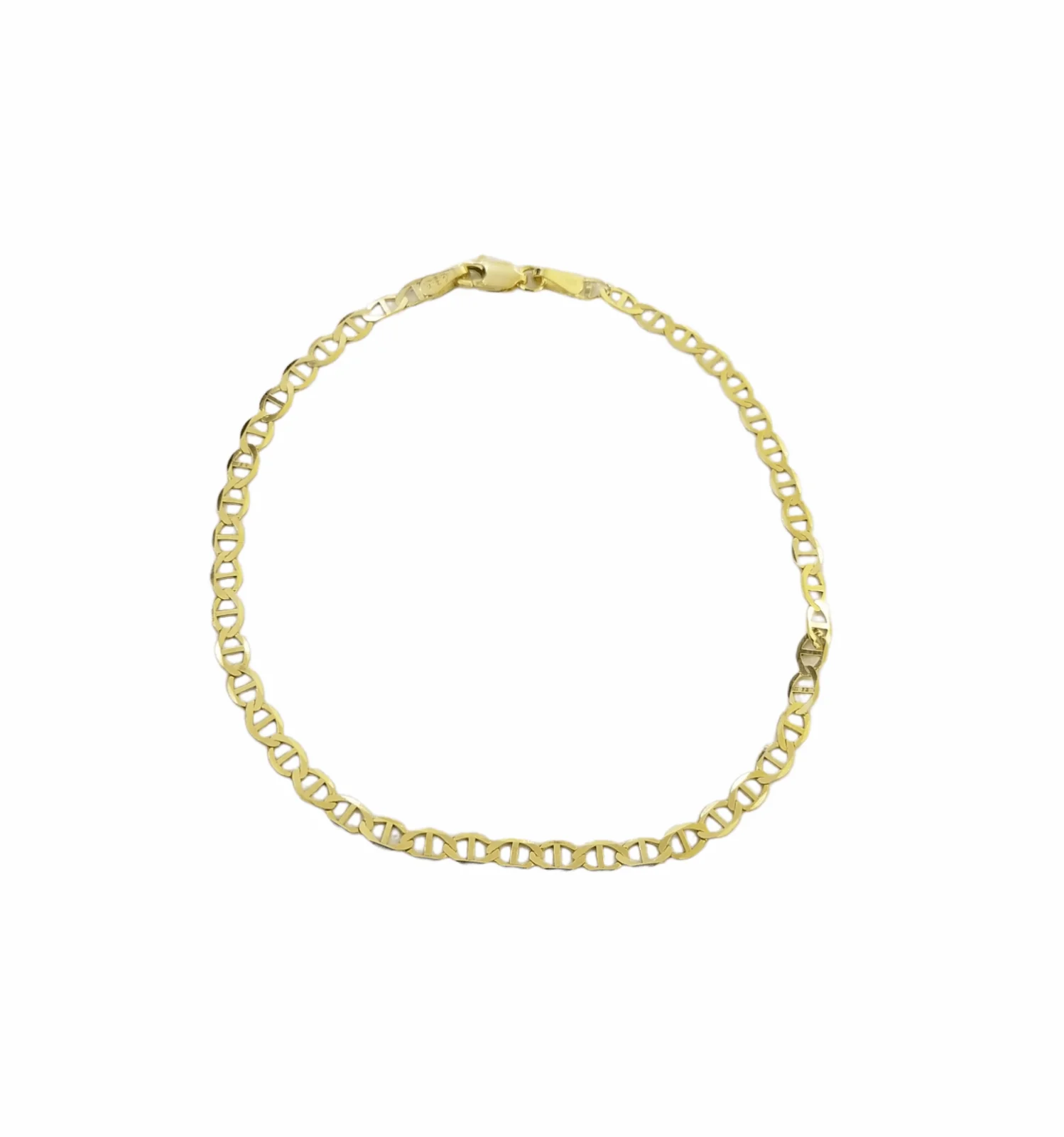 10K Yellow Gold 3mm Mariner Anchor Link Bracelet 8" Inch Lobster Lock - Image 6
