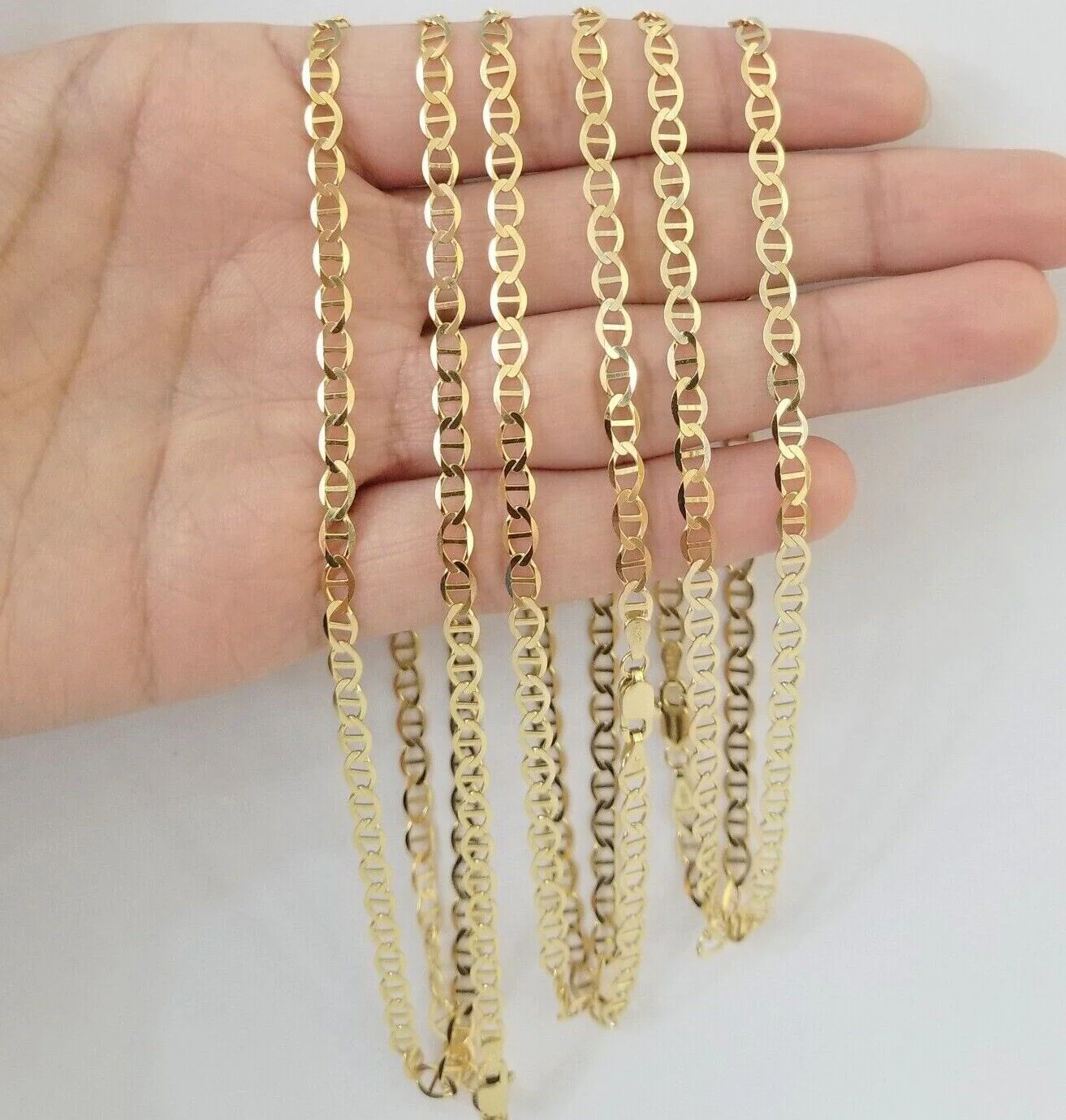 10K Yellow Gold 4mm Mariner Anchor LInk Chain Pendant Necklace 20"-24" Inch - Image 3