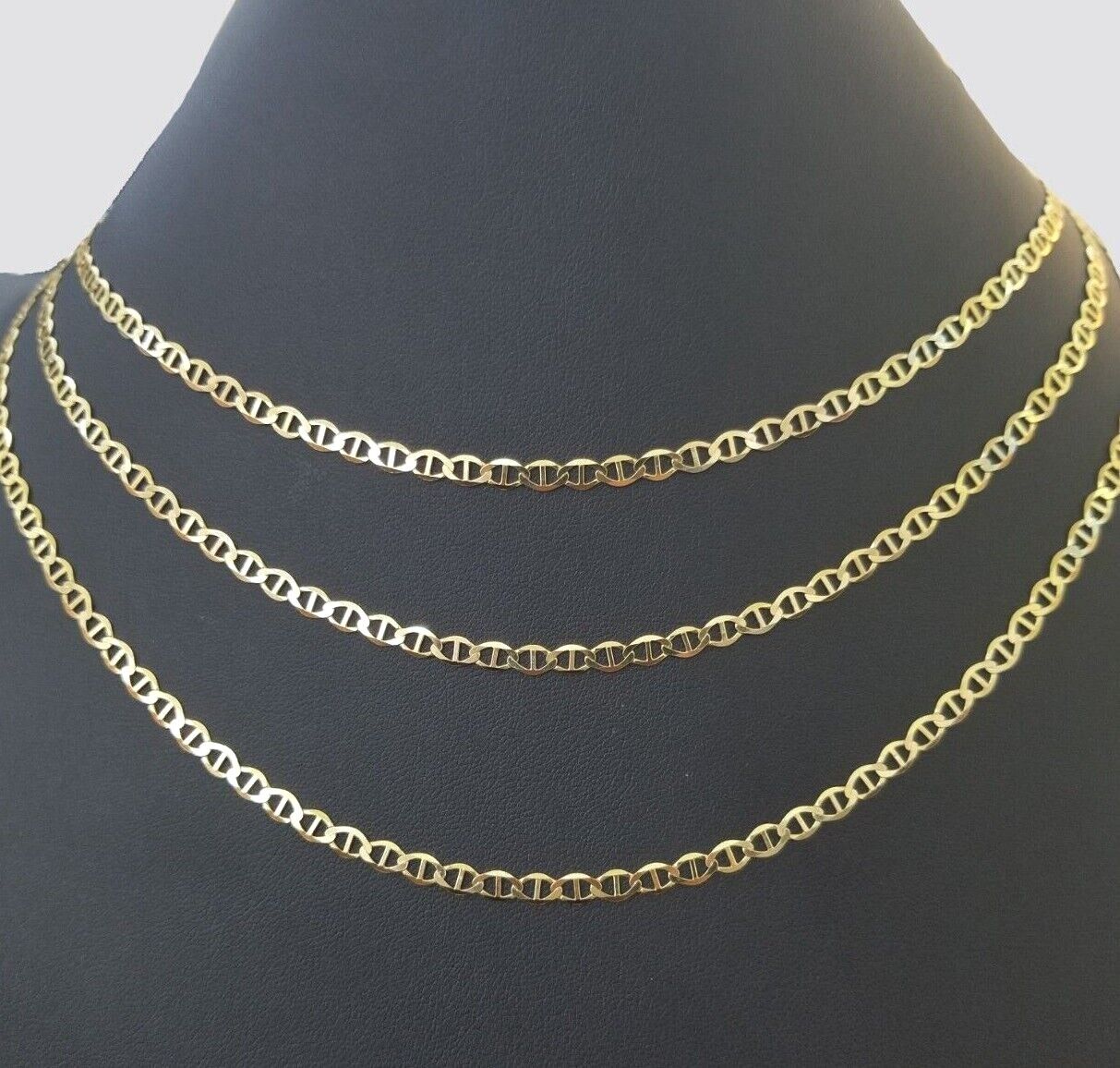 10K Yellow Gold 4mm Mariner Anchor LInk Chain Pendant Necklace 20"-24" Inch - Image 4