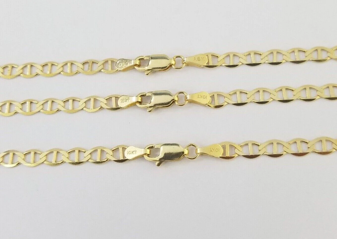 10K Yellow Gold 4mm Mariner Anchor LInk Chain Pendant Necklace 20"-24" Inch - Image 9