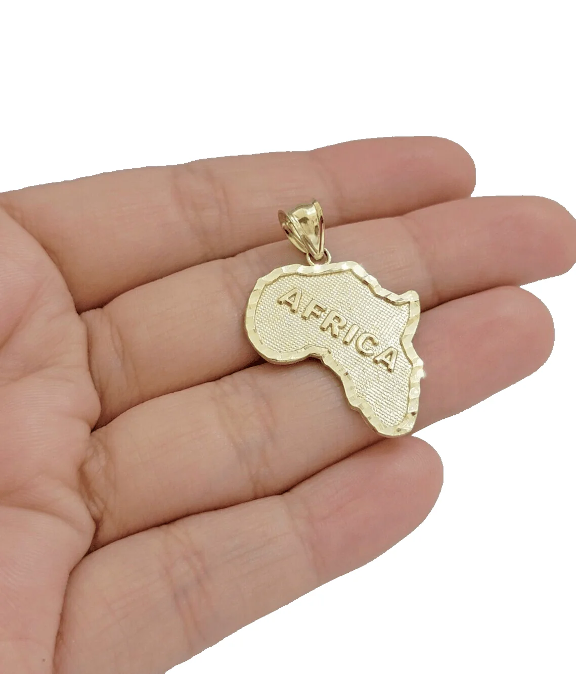 10k Yellow Gold Africa Map Charm Rope Chain 24 Inch Necklace Pendant SET - Image 6