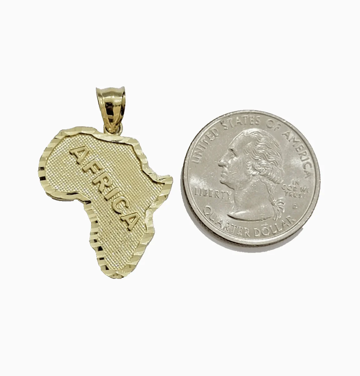 10k Yellow Gold Africa Map Charm Rope Chain 26 Inch Necklace Pendant SET - Image 10