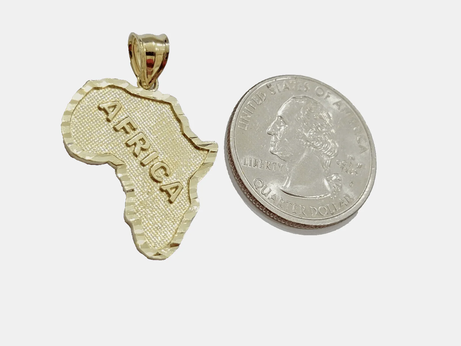 10k Yellow Gold Africa Map Charm Rope Chain Pendant 22 Inch Necklace 10kt - Image 4