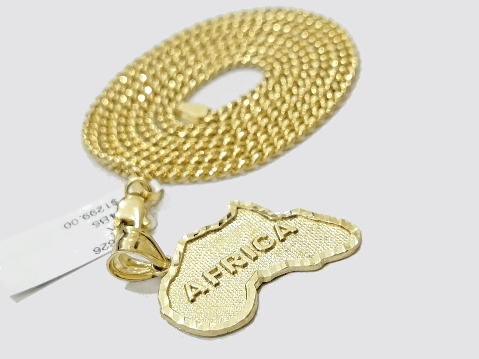 10k Yellow Gold Africa Map Miami Cuban Chain Charm Pendant 18 Inch Necklace - Image 11