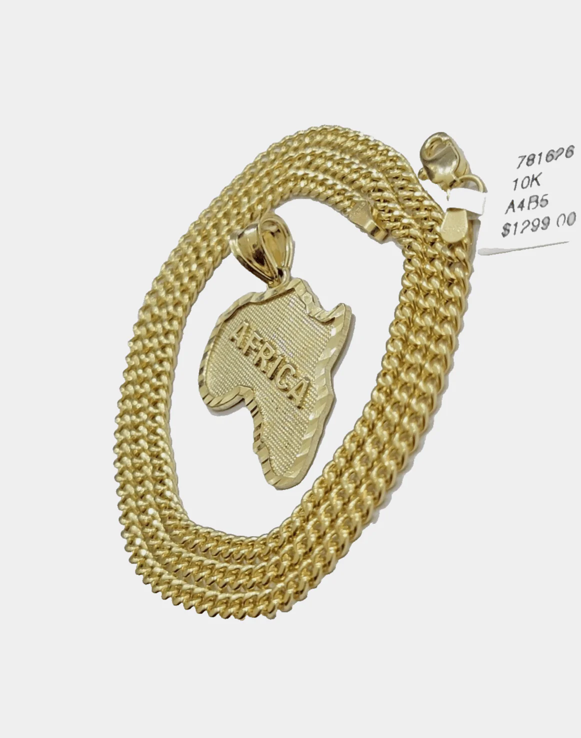 10k Yellow Gold Africa Map Miami Cuban Chain Charm Pendant 18 Inch Necklace - Image 15