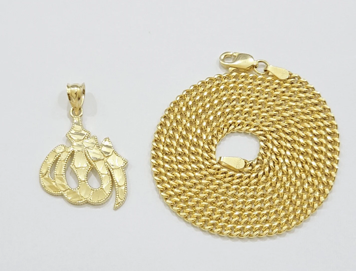 10k Yellow Gold Allah Charm Miami Cuban Chain 18 Inch Necklace 10kt Pendant Real - Image 10