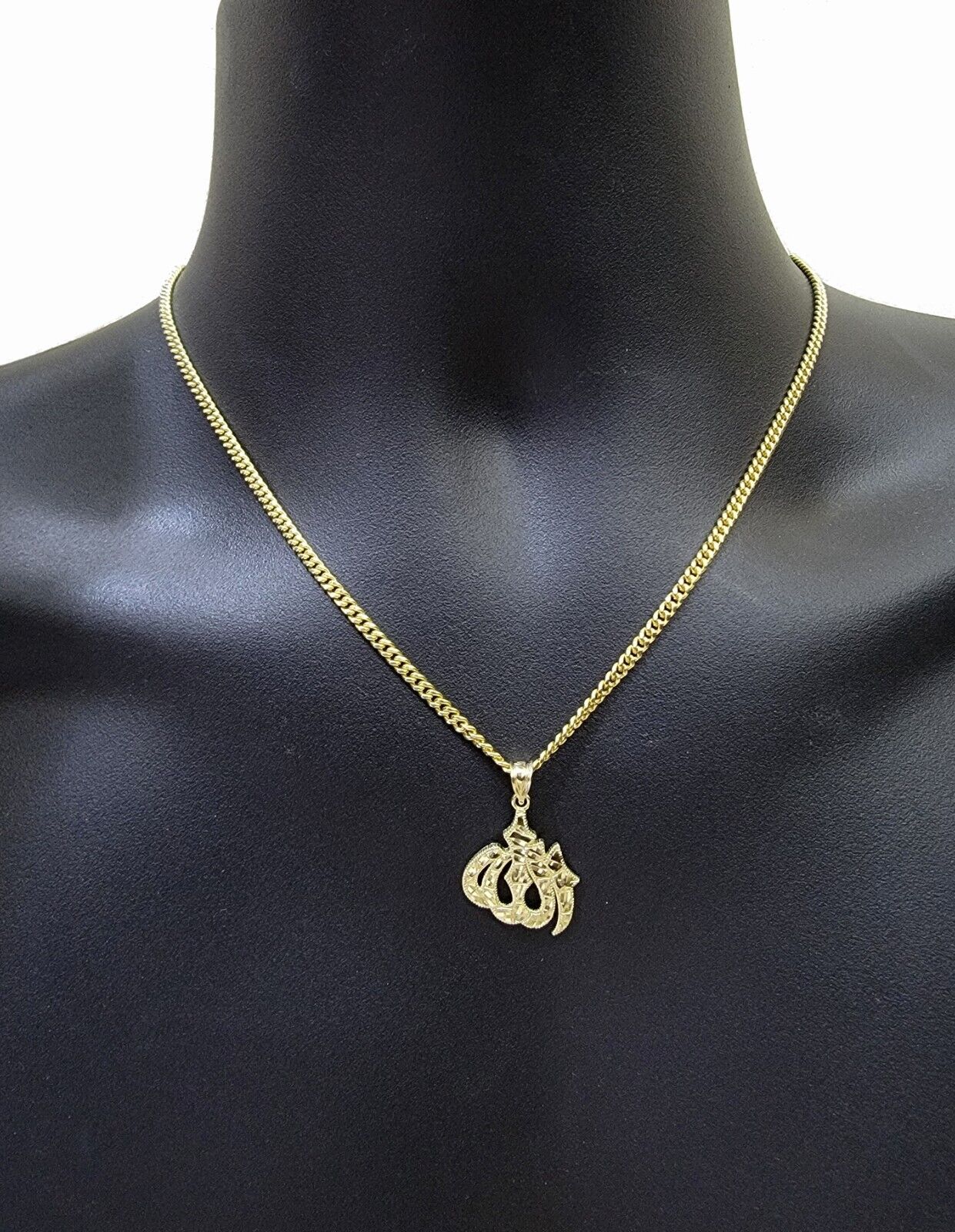 10k Yellow Gold Allah Charm Miami Cuban Chain 18 Inch Necklace 10kt Pendant Real - Image 12