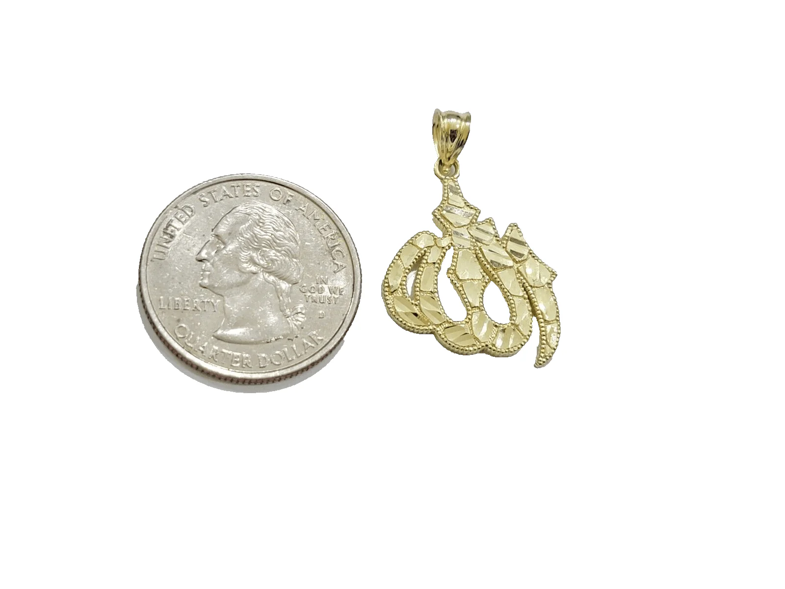 10k Yellow Gold Allah Charm Rope Chain 22 Inch Necklace 10kt Pendant Real - Image 14