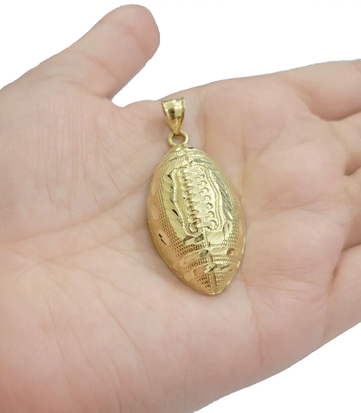 10k Yellow Gold American Football Charm Rope Chain 4mm 22 Inch Necklace Pendant - Image 6