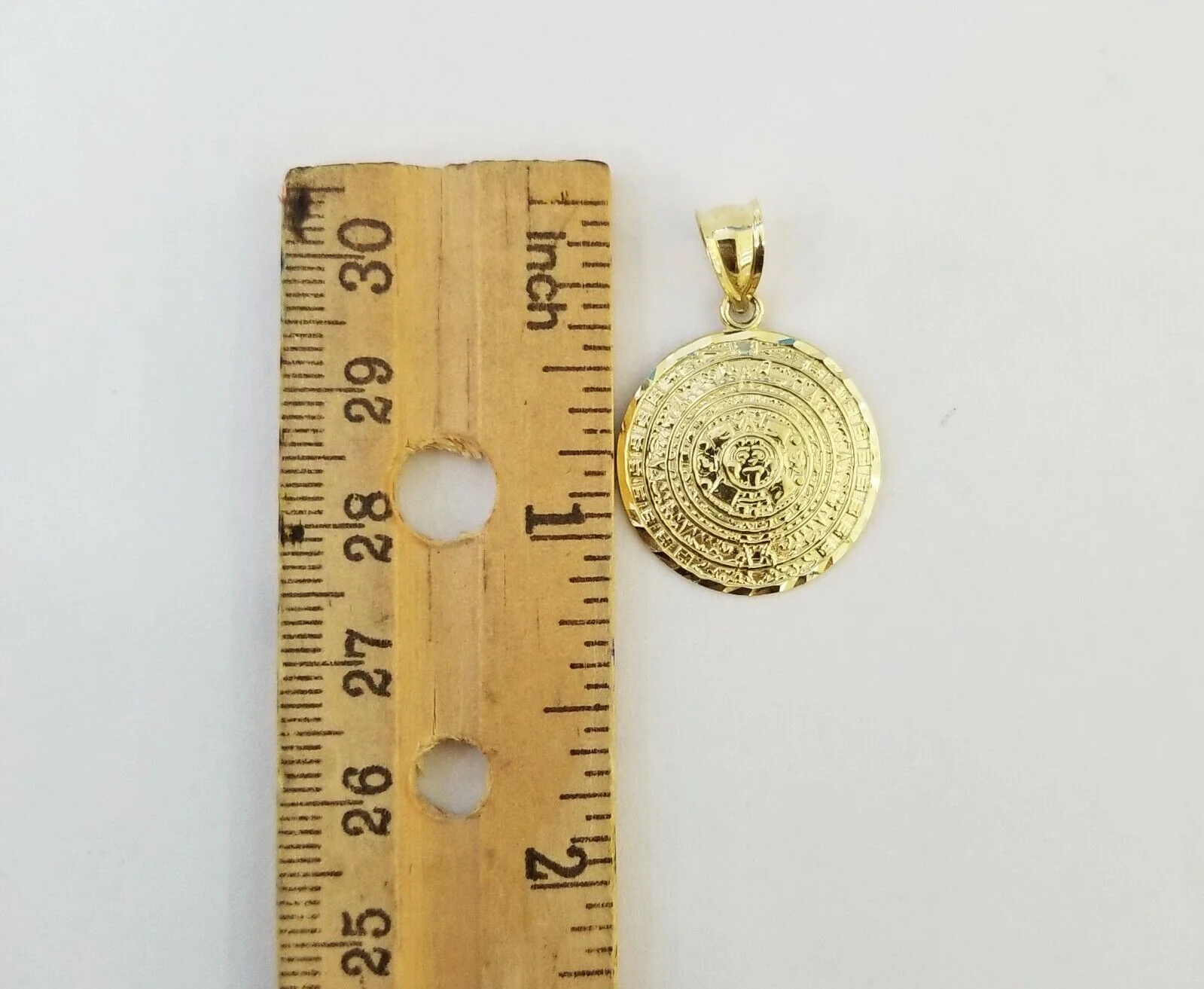 10k Yellow Gold Aztec Calendar Charm Pendant Men Women 10kt Real Gold - Image 4
