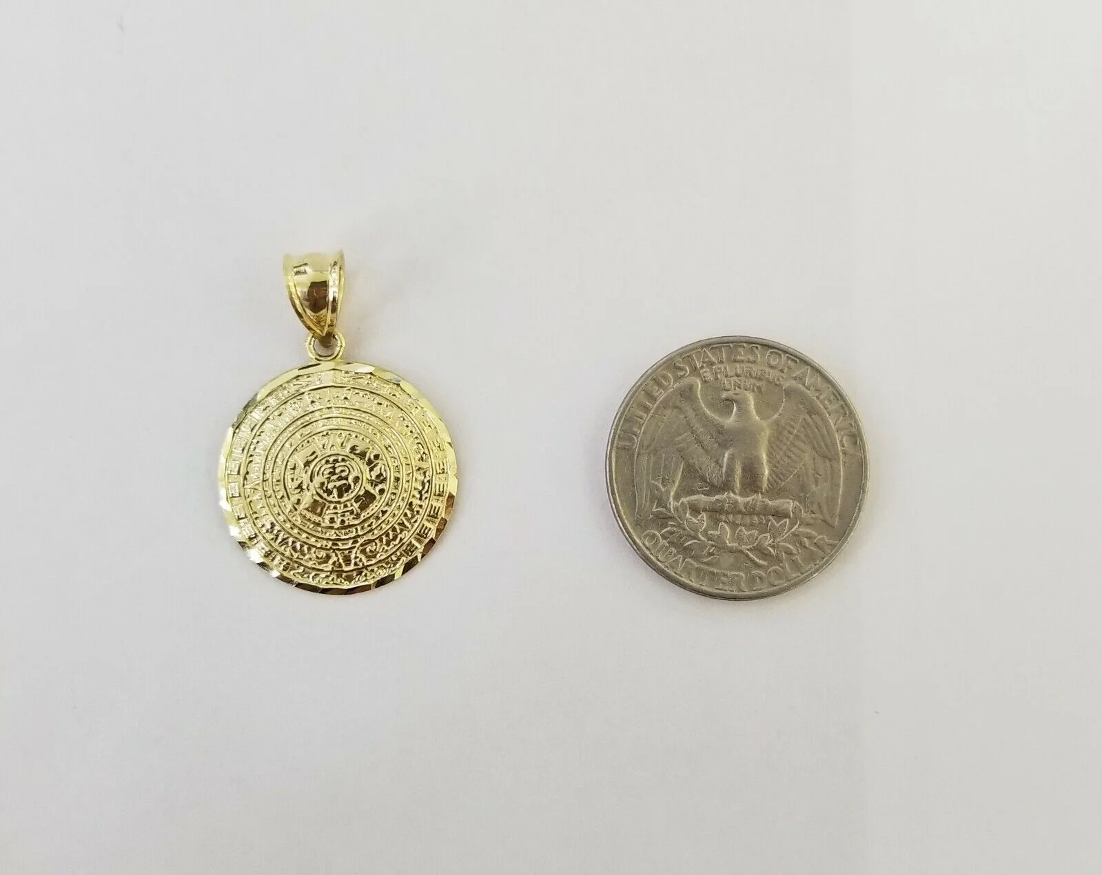 10k Yellow Gold Aztec Calendar Charm Pendant Men Women 10kt Real Gold - Image 5