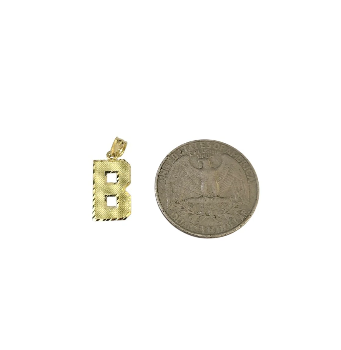 10K Yellow Gold B Initial Charm Pendant Alphabet Real 10kt Men Women - Image 2