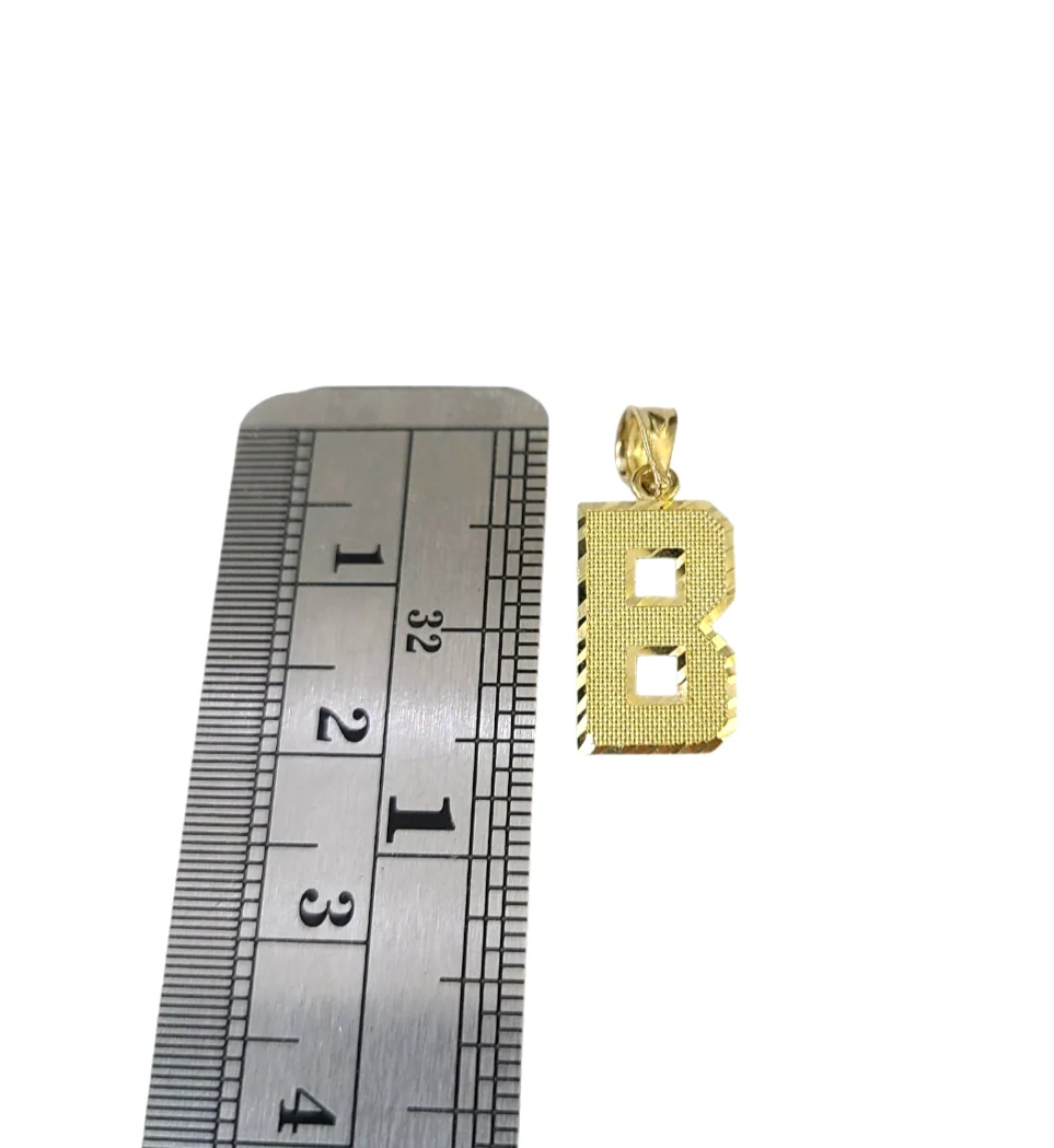 10K Yellow Gold B Initial Charm Pendant Alphabet Real 10kt Men Women - Image 4