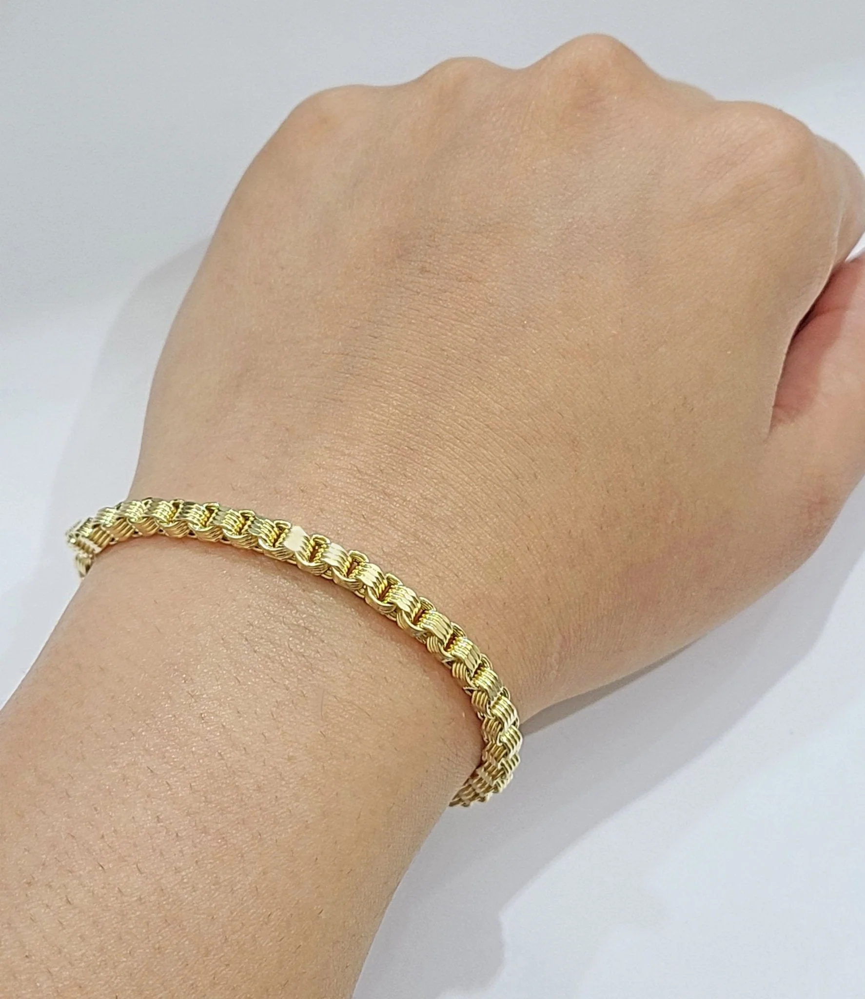 10k Yellow Gold Box Byzantine Bracelet 4mm Unisex 9.5" inch Real 10kt Men Women - Image 3