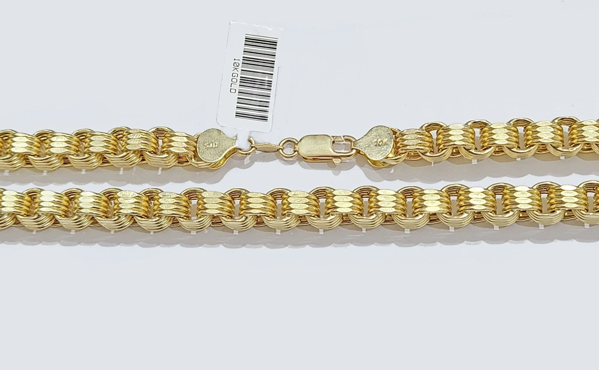 10k Yellow Gold Box Byzantine Chain 7mm 22" inch Unisex Real 10kt Necklace Men's - Image 4