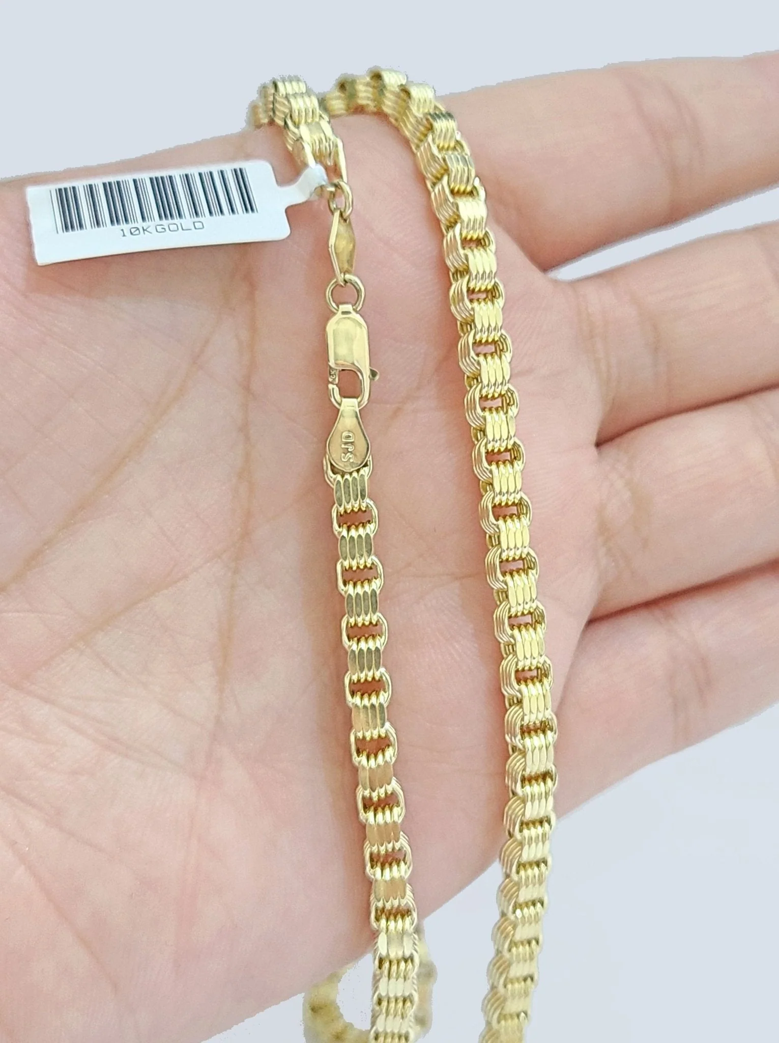 10K Yellow Gold Box Byzantine Chain Necklace 26'' Inch 4mm Real 10kt Lobster Lock - Image 4