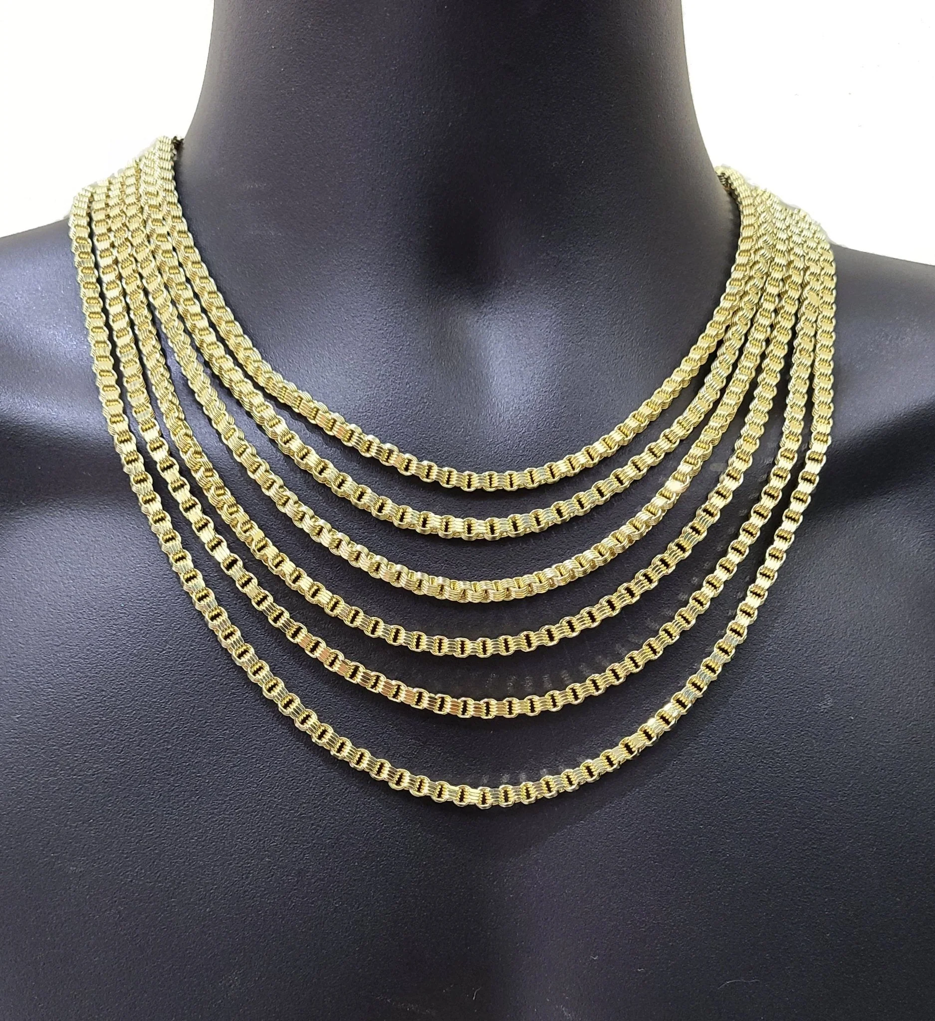 10K Yellow Gold Box Byzantine Chain Necklace 28'' Inch 4mm Real 10kt Lobster Lock - Image 10