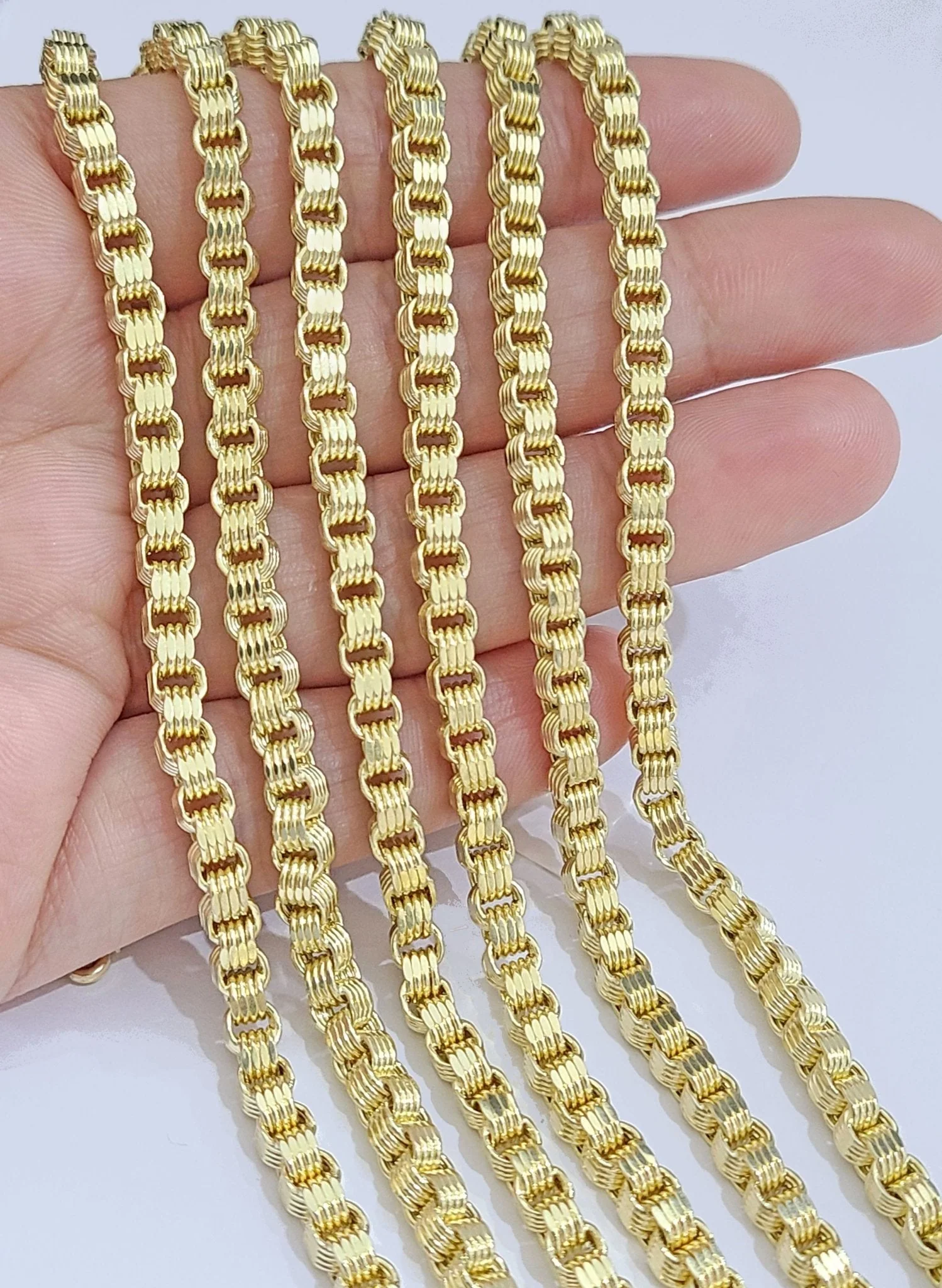 10K Yellow Gold Box Byzantine Chain Necklace 28'' Inch 4mm Real 10kt Lobster Lock - Image 8