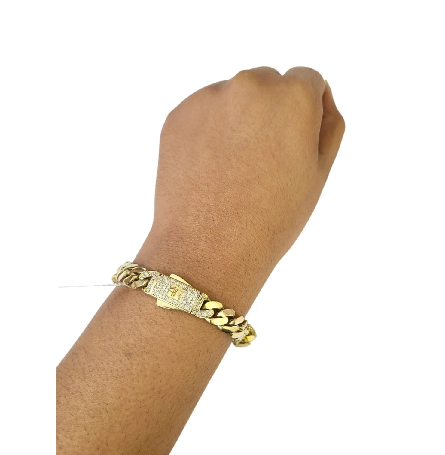 10k Yellow Gold Bracelet 8.5 Inch Royal Monaco Cuban Link 10mm Mens Box Clasp - Image 3