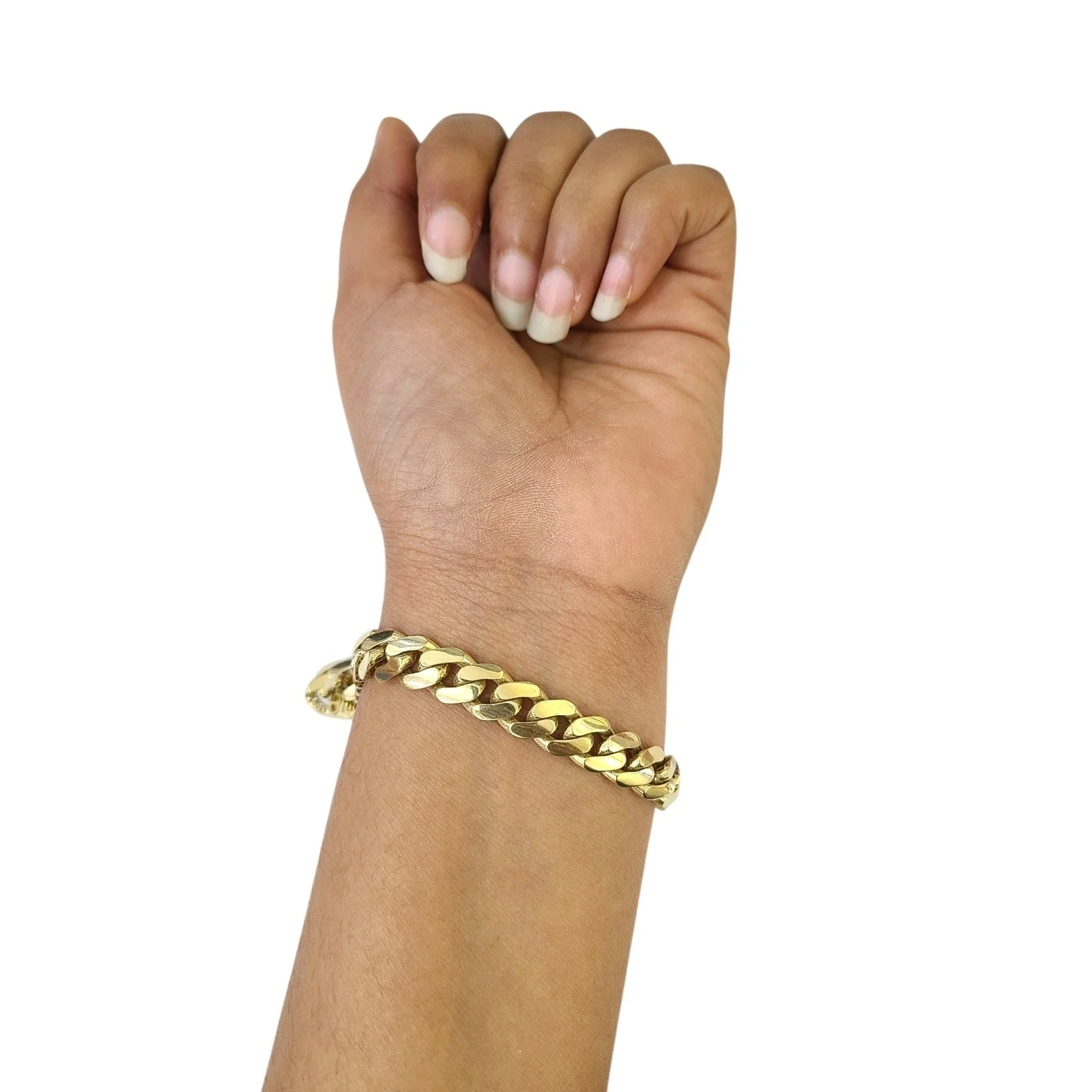 10k Yellow Gold Bracelet 8.5 Inch Royal Monaco Cuban Link 10mm Mens Box Clasp - Image 5