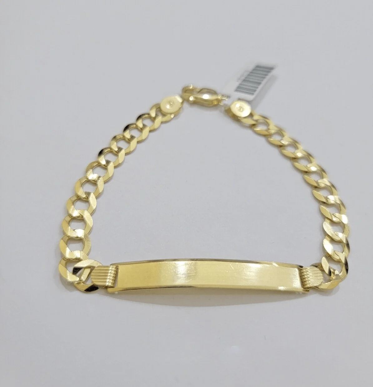 10k Yellow Gold Bracelet ID Cuban Curb Link SOLID 7mm 8 Inch REAL 10k Name Plate - Image 2