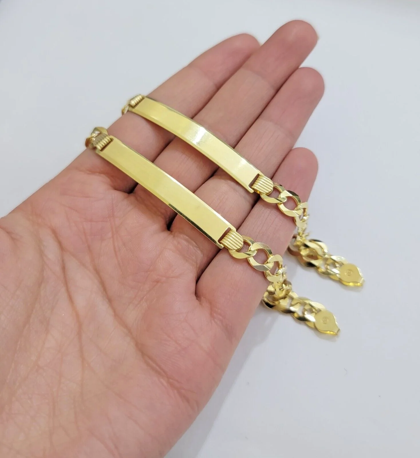 10k Yellow Gold Bracelet ID Cuban Curb Link SOLID 7mm 8 Inch REAL 10k Name Plate - Image 3
