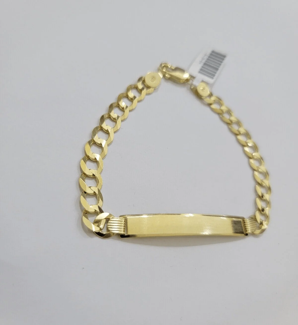 10k Yellow Gold Bracelet ID Cuban Curb Link SOLID 7mm 8 Inch REAL 10k Name Plate - Image 7