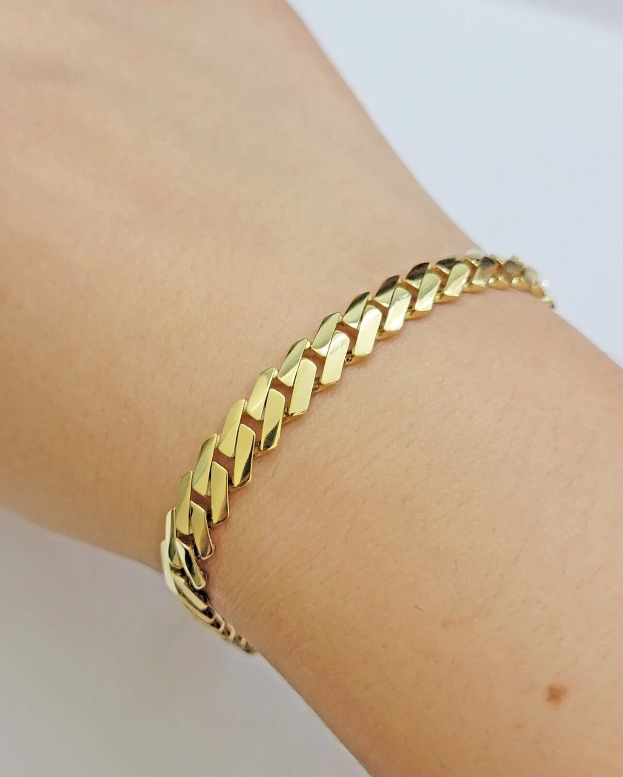 10k Yellow Gold Bracelet Ladies 7.25 Inch Royal Monaco Cuban Link 7mm For Women - Image 7